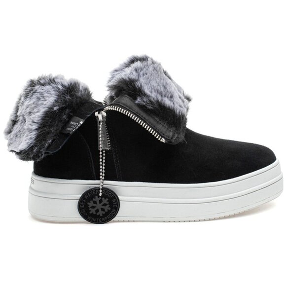 J/SLIDES NYC JSlides Tristan Faux Fur Platform Sneaker Bootie Black NWT - Picture 9 of 11